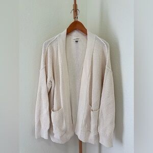 Universal Thread White Ivory Front Pockets Open Knit Cardigan Sweater Size Large